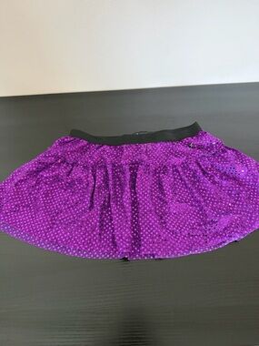 Sequin Mini Skirt in Vibrant Purple with Black Elastic Waist